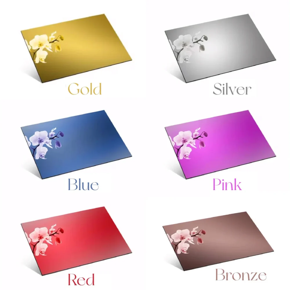 An image showing Acrylic color options. It belongs to the Custom Acrylic Sign product.