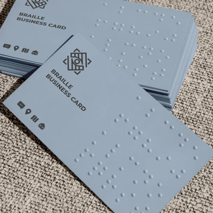 Embossed Gloss Business Cards with brille alphabet design