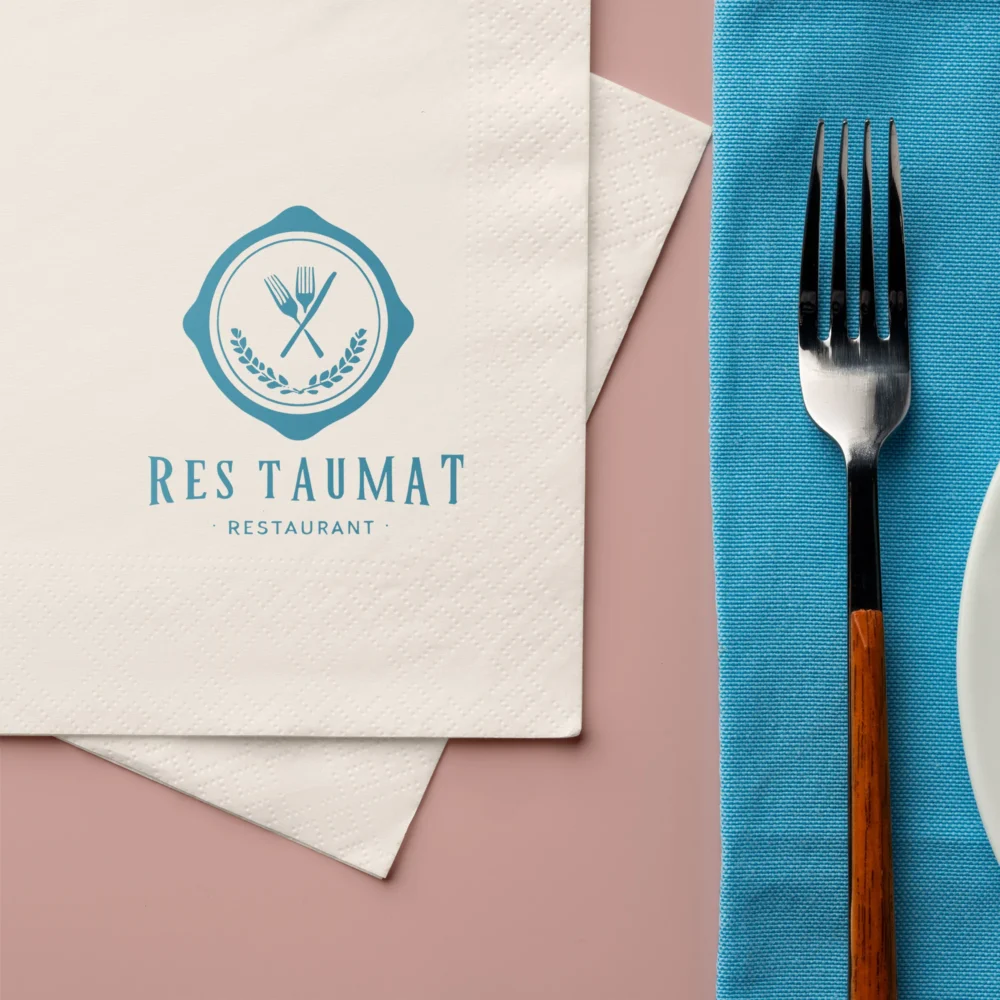 A decorated photo of the Logo Printed Napkin product.