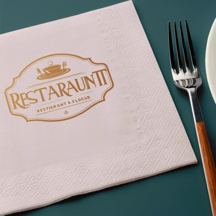 A decorated photo of the Logo Printed Napkin product.