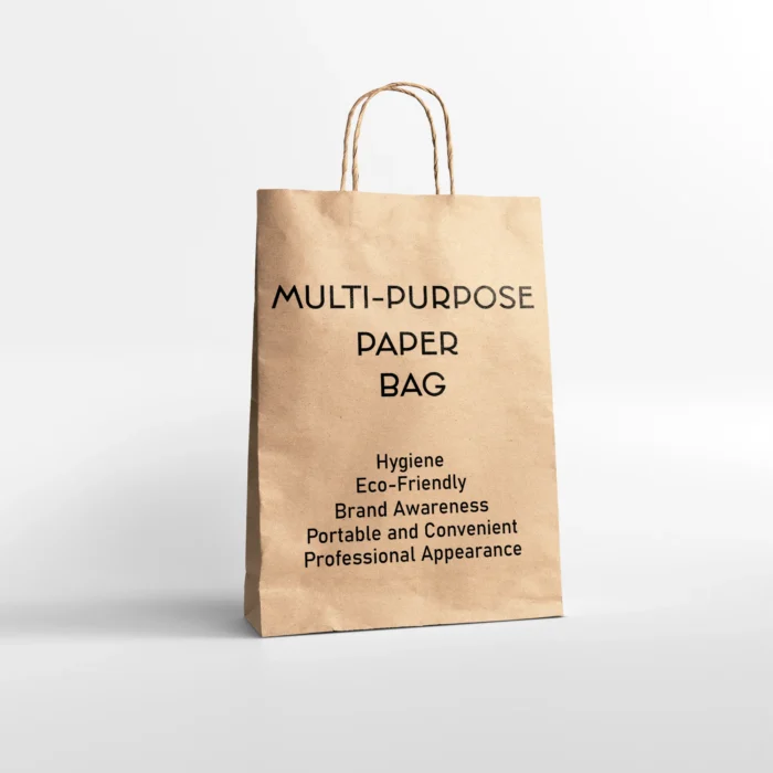 An image of Kraft Paper Bags with a logo print.