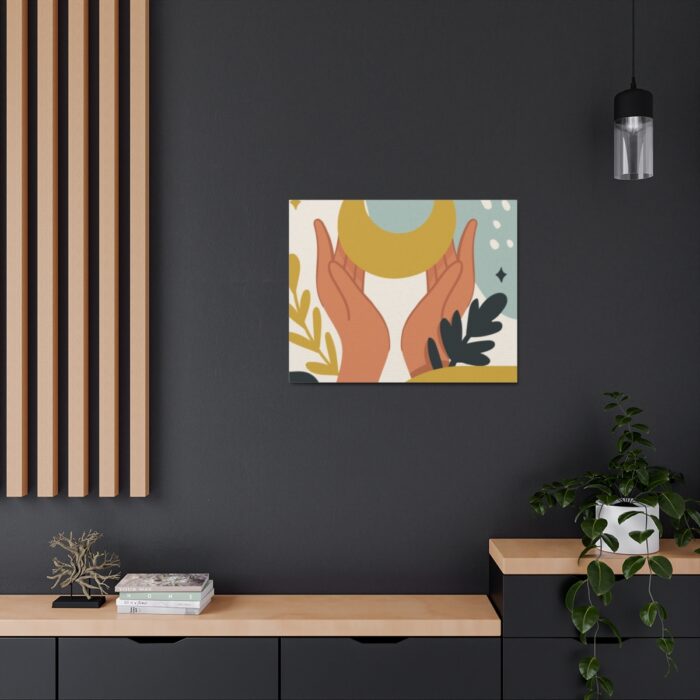 Decorative image of Satin Canvas product hanging on the wall.