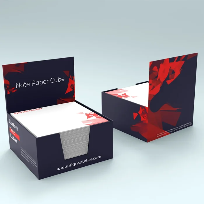 An image of the Custom Note Cubes product. The image is in color and with the logo.