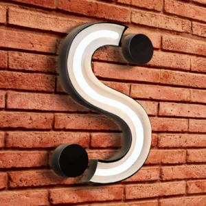 Sample image of open face channel letters sign with neon illuminated front surface