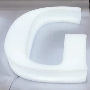 white acrylic and led illuminated letter G sign
